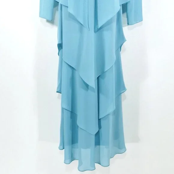 VTG Ursula of Switzerland 2 Pc Gown /Crystal Jacket Sz 12 Flowy Chiffon Wedding - Picture 4 of 14